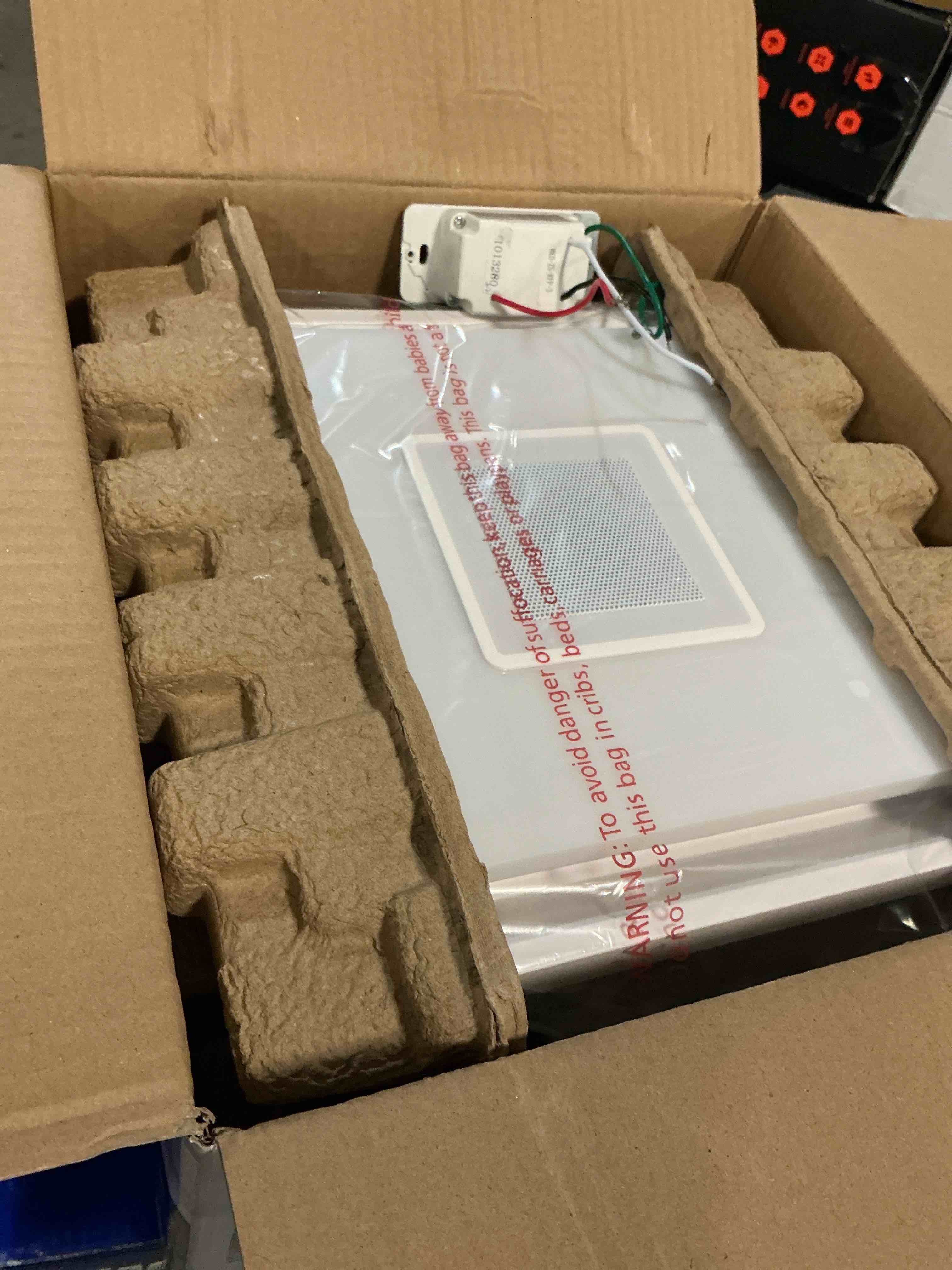 Condition photo showing As Is for homewerks 7130-13-bt white decorative led, bluetooth bathroom exhaust fan new 