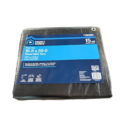 project source 16-ft x 20-ft silver waterproof commercial polyethylene 15-mil tarp