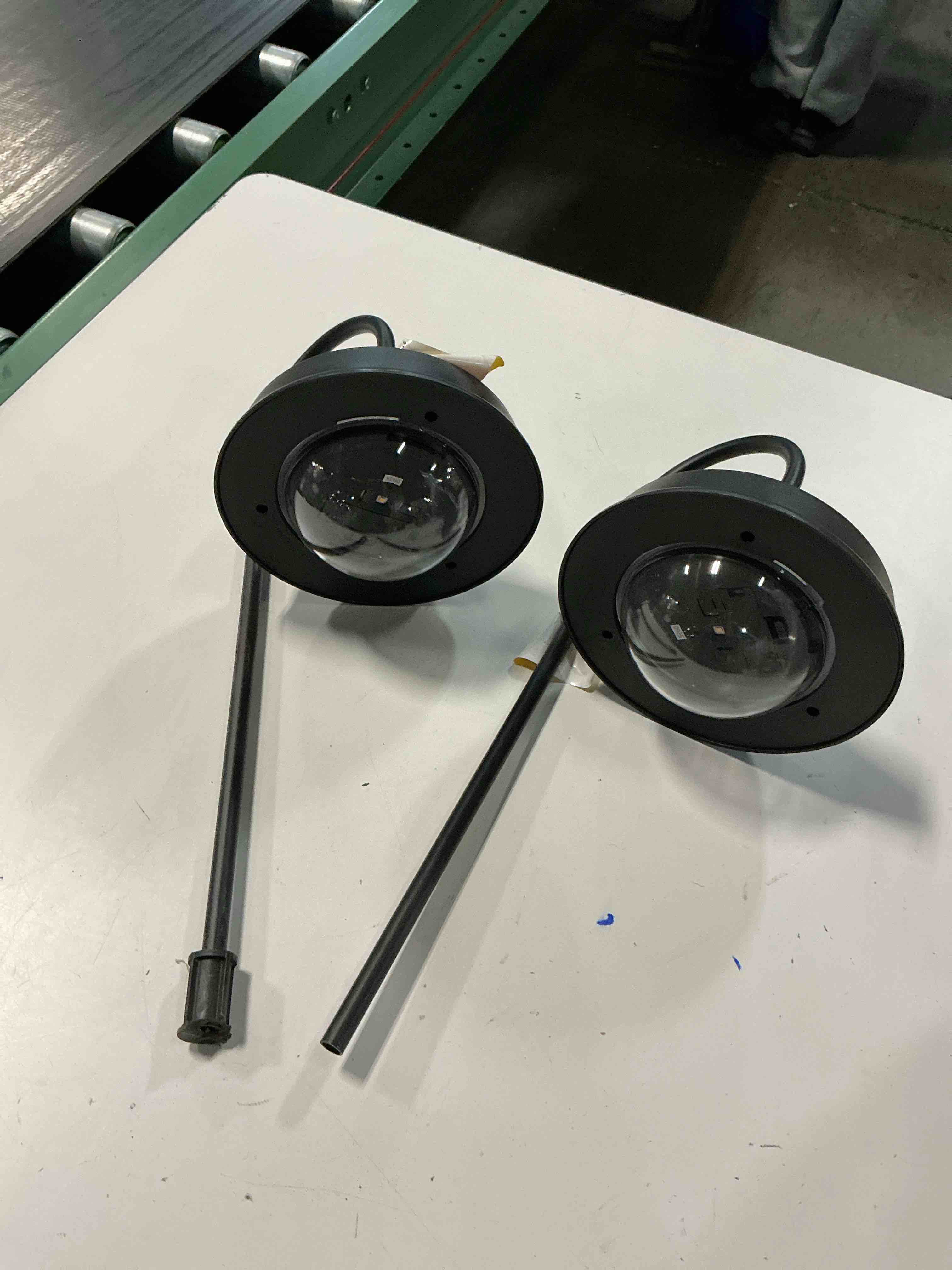 Condition photo showing As Is for   2 pcs harbor breeze solar path light 20 -lumens black solar led outdoor path light ( 3000-k )