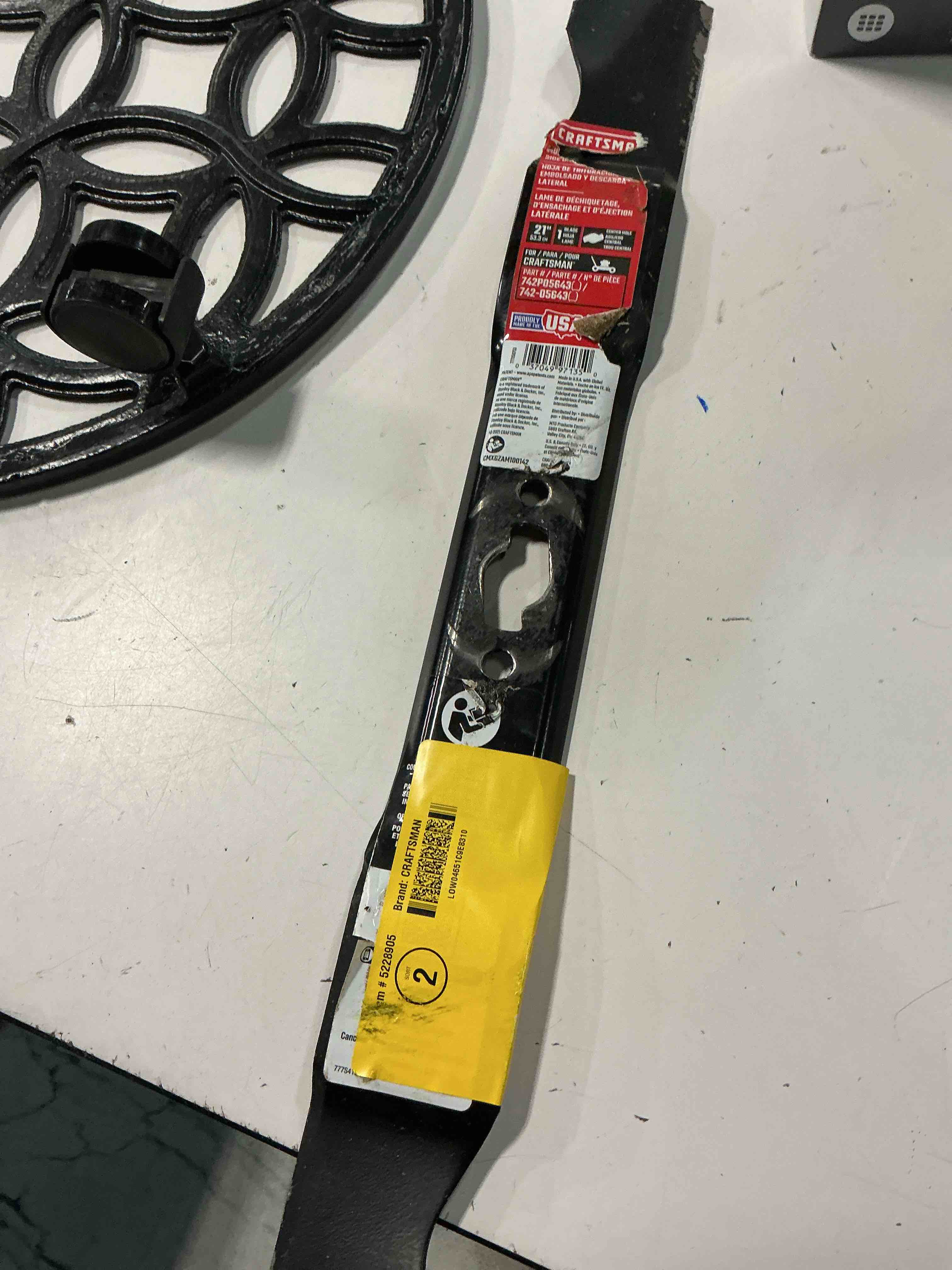 Condition photo showing As Is for craftsman 21 in. 3-in-1 mower blade for walk-behind mowers