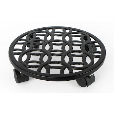 allen + roth 12-in l x 12-in d x 2.7-in h black plant caddy