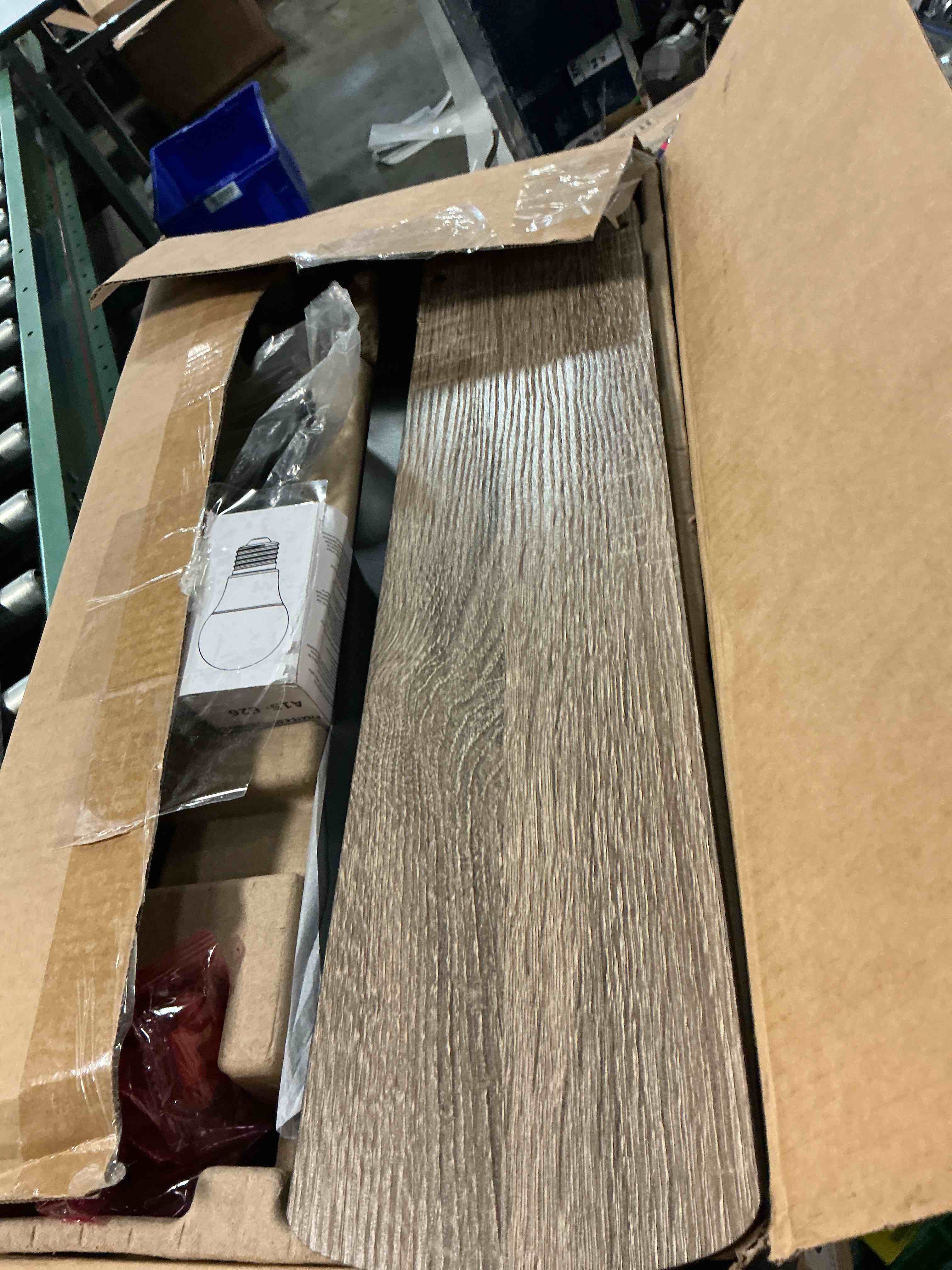 Condition photo showing As Is for harbor breeze armitage 52-in matte black with black/cocoa blades flush mount ceiling fan with