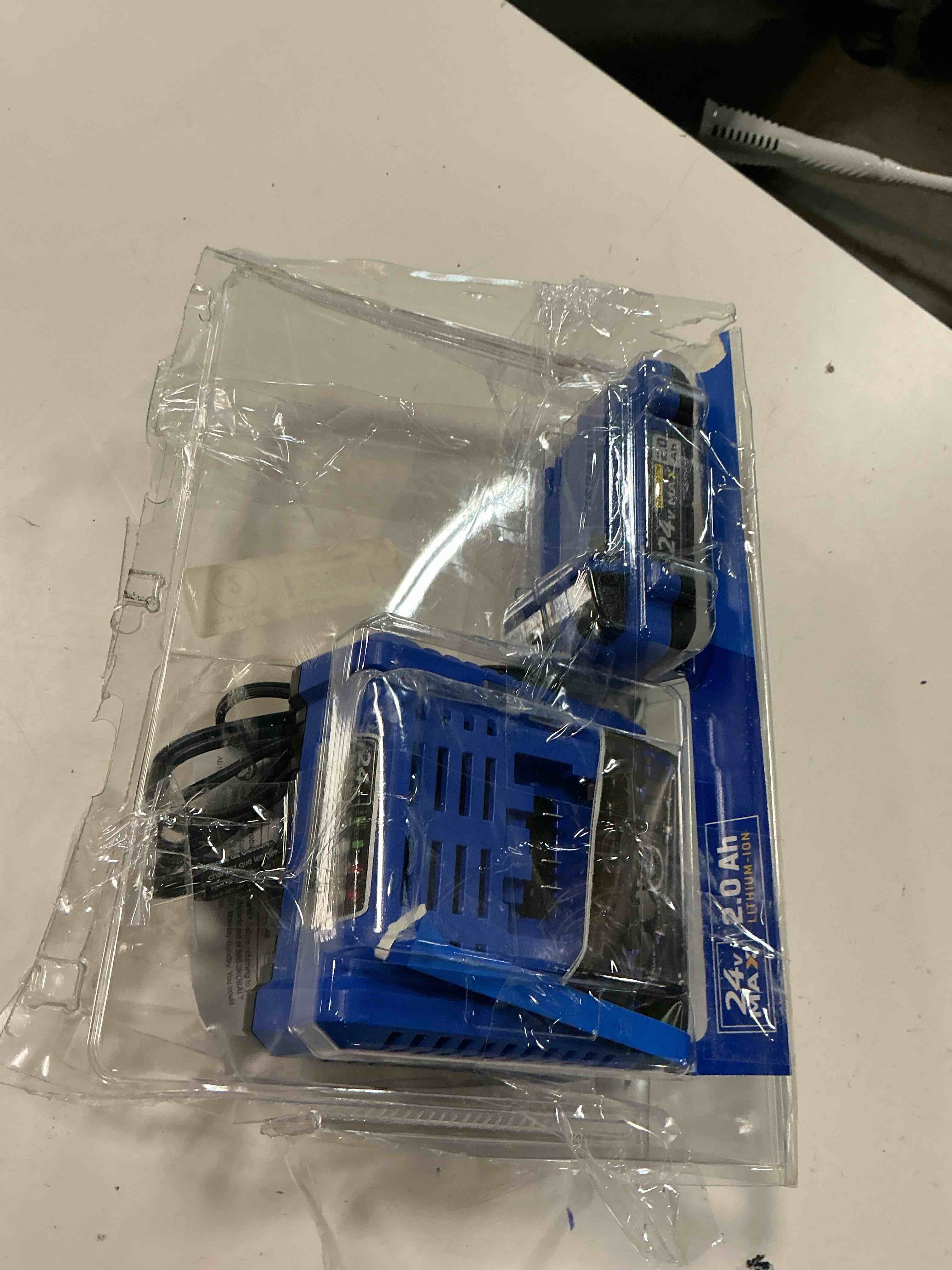 Condition photo showing As Is for kobalt 24 -volt 1 -pack lithium-ion ( 2 ah battery and charger )
