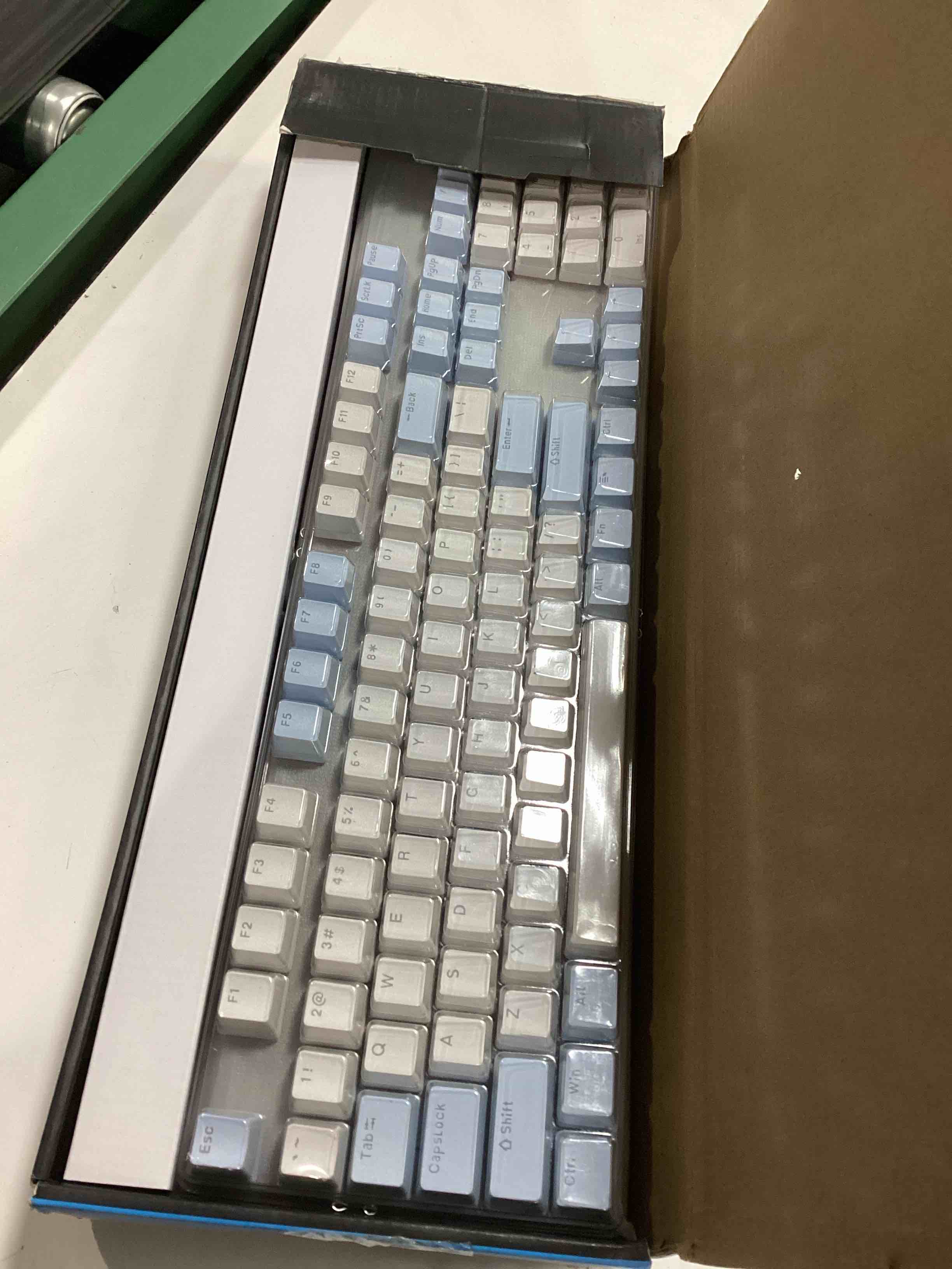 Condition photo showing Good Condition for mechanical gaming keyboard, magegee new upgraded blue switch 104 keys white backlit keyboards, usb wired mechanical computer keyboard for laptop, desktop, pc gamers(white & blue)