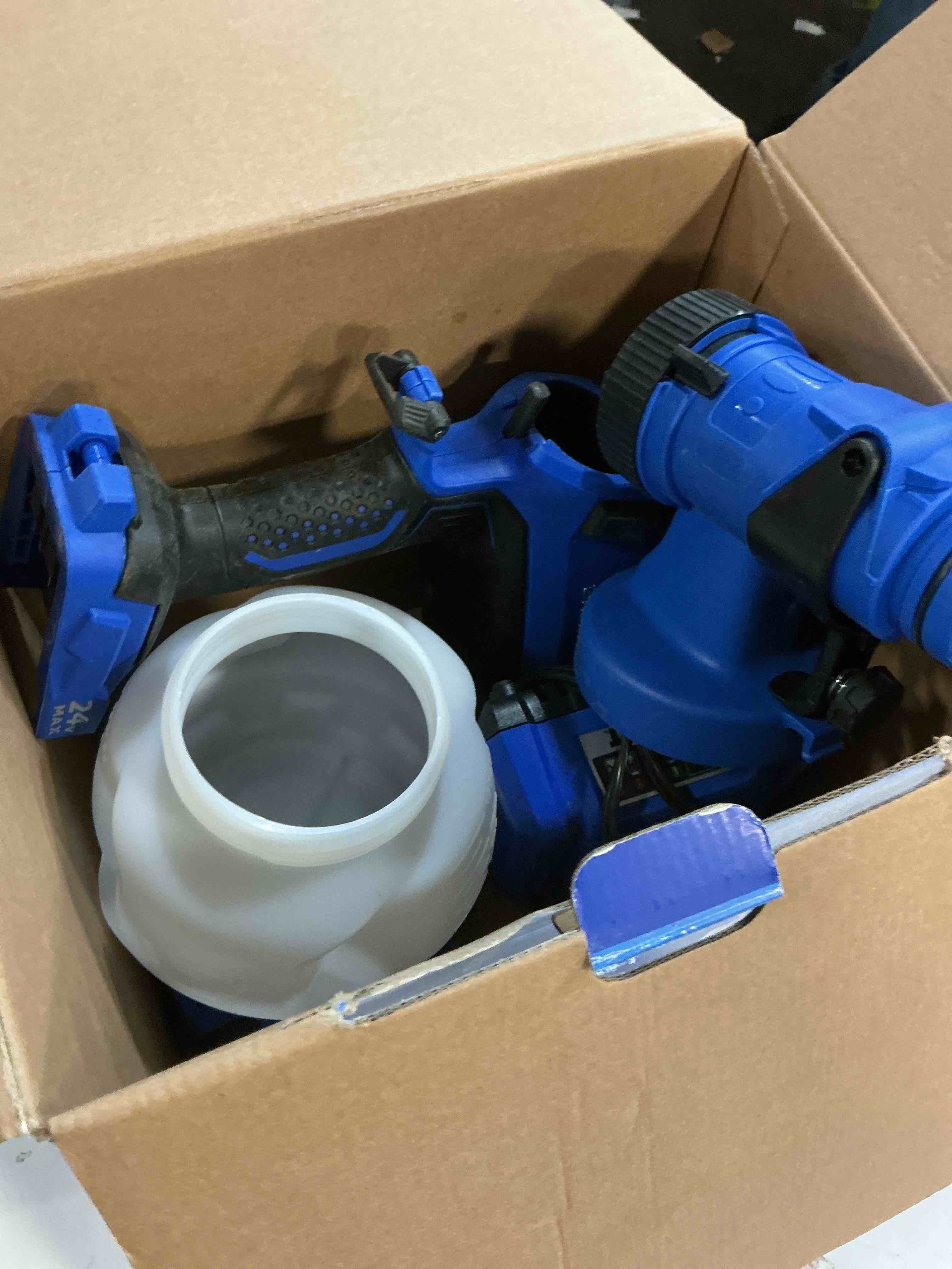 Condition photo showing As Is for kobalt cordless battery handheld hvlp paint sprayer (compatible with stains)