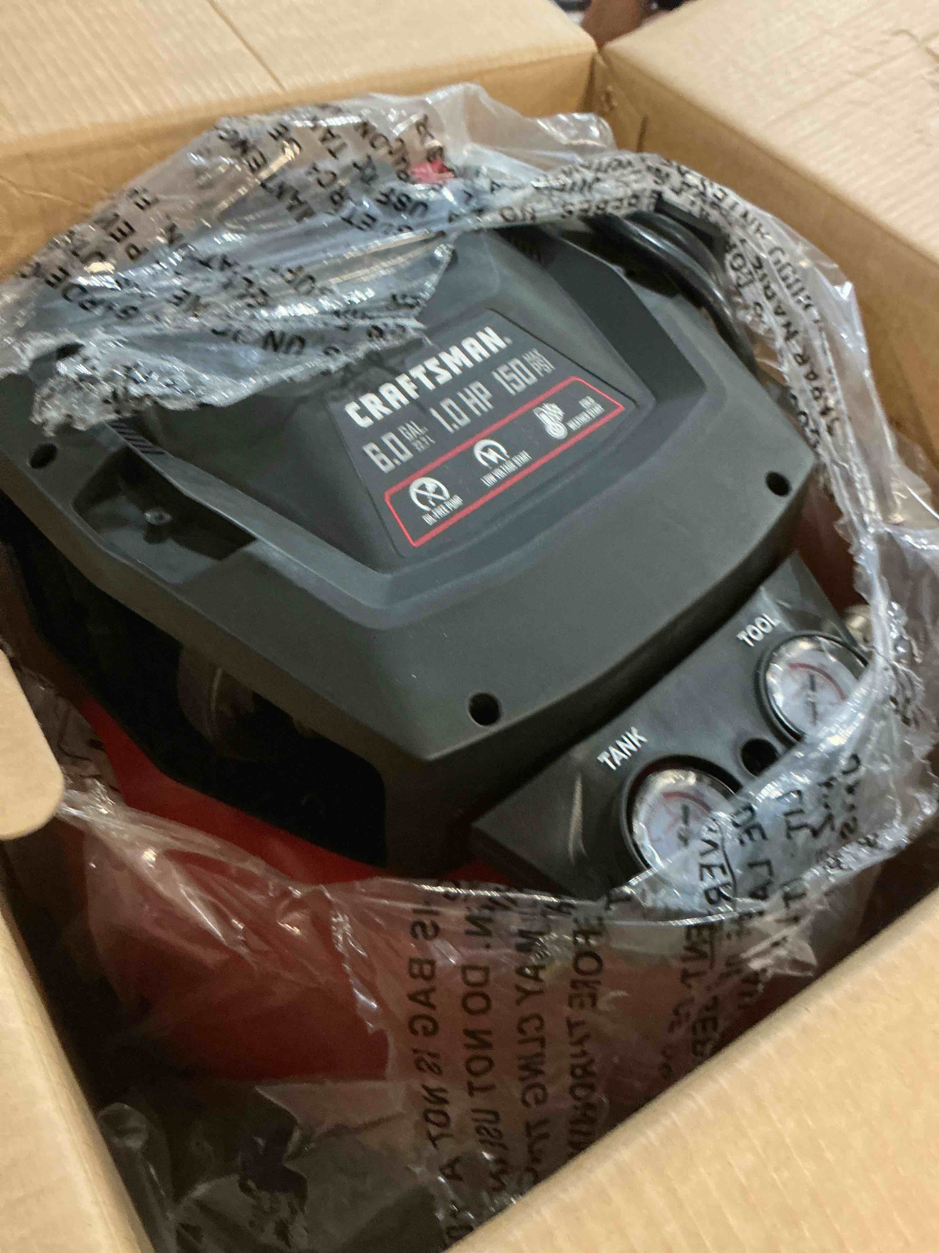 Condition photo showing Good Condition for craftsman air compressors 6 gallon portable pancake air compressor,oil free max 150 psi 1.0hp 2.6 cfm@90psi electric air compressor shop air compressor, cmxecxa02106410