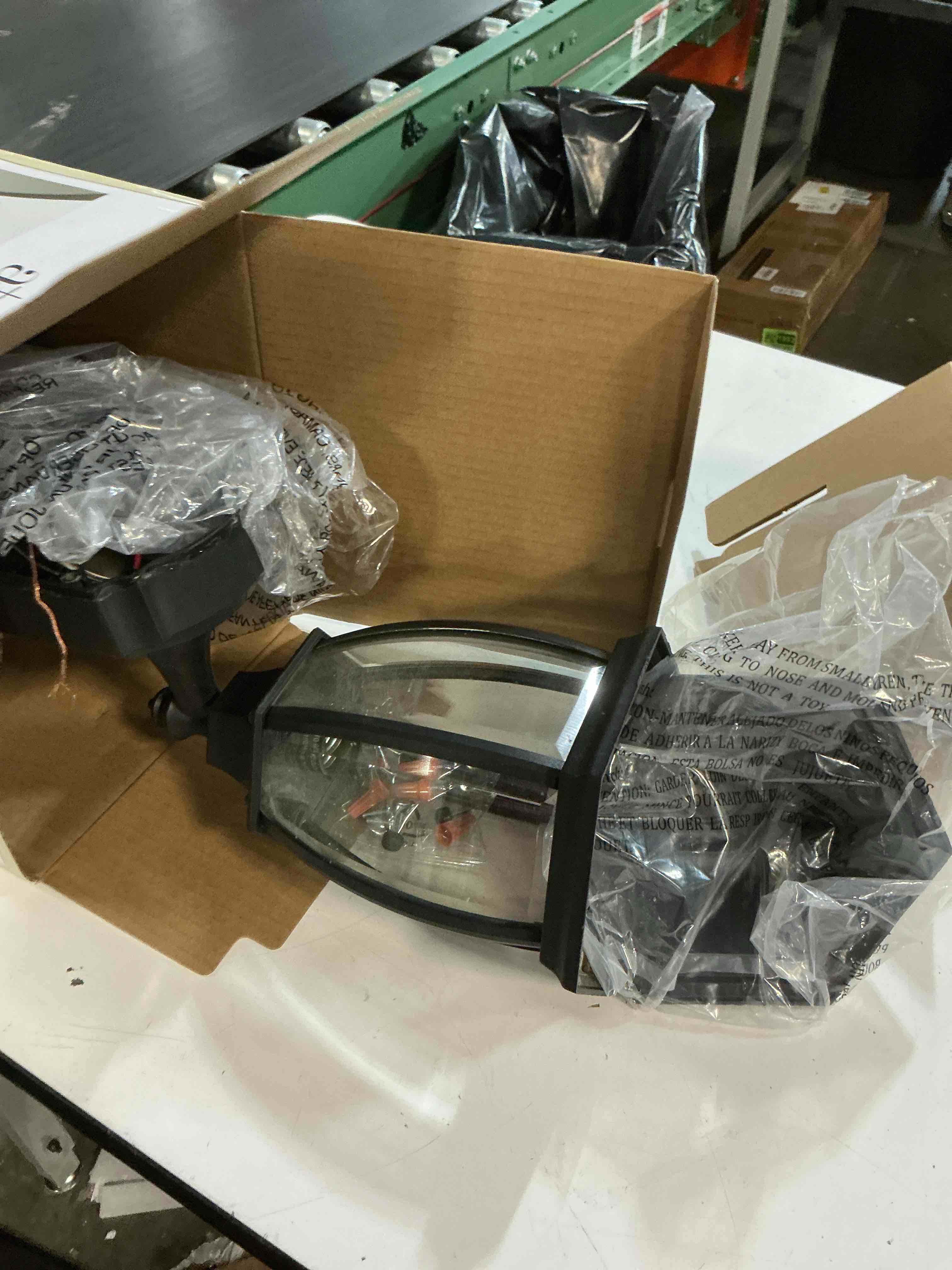 Condition photo showing As Is for heath zenith hz-4192-bk six-sided die-cast aluminum lantern, black with beveled glass
