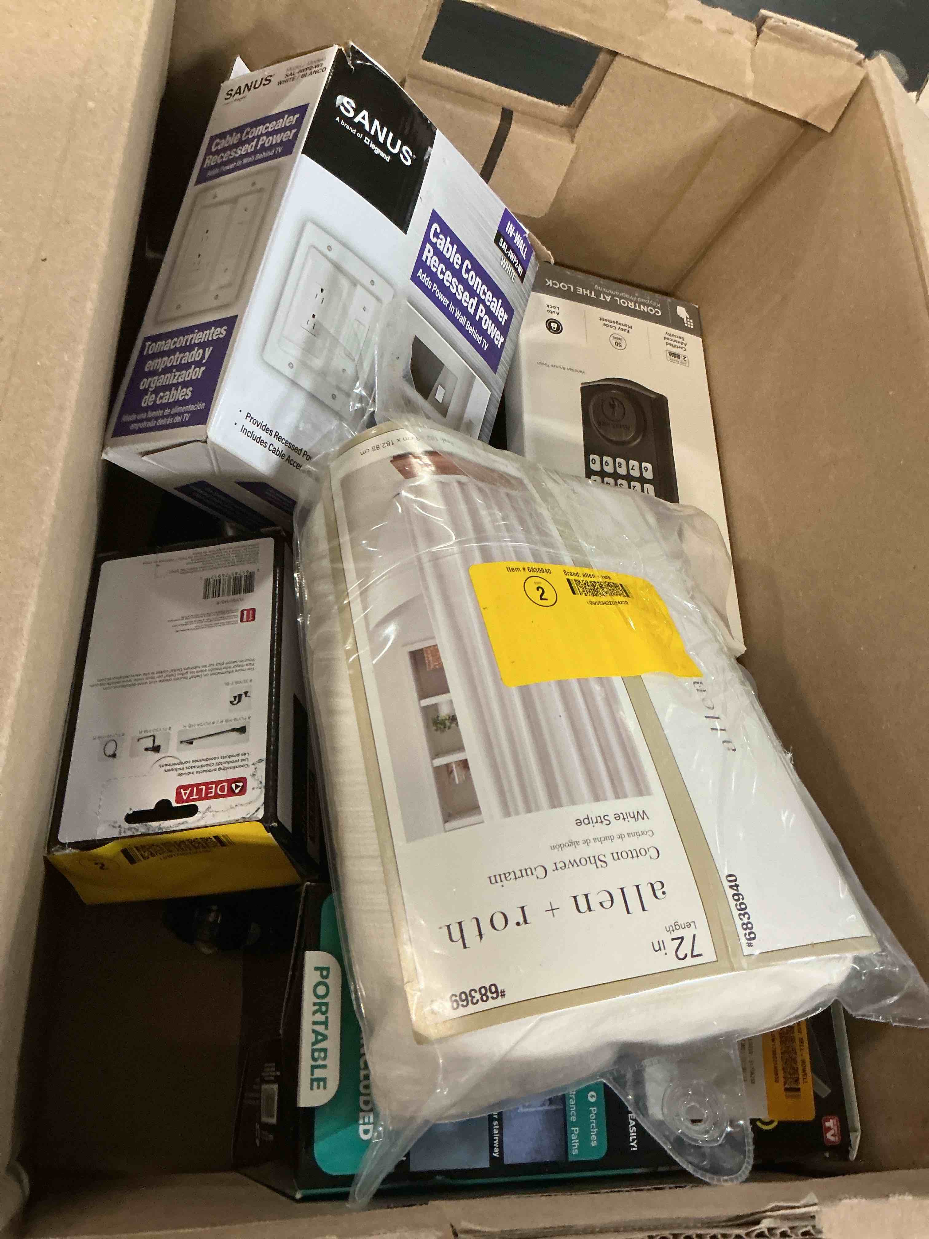 Condition photo showing As Is for assorted home improvement lot (small tools, screw, home accessories, etc.)