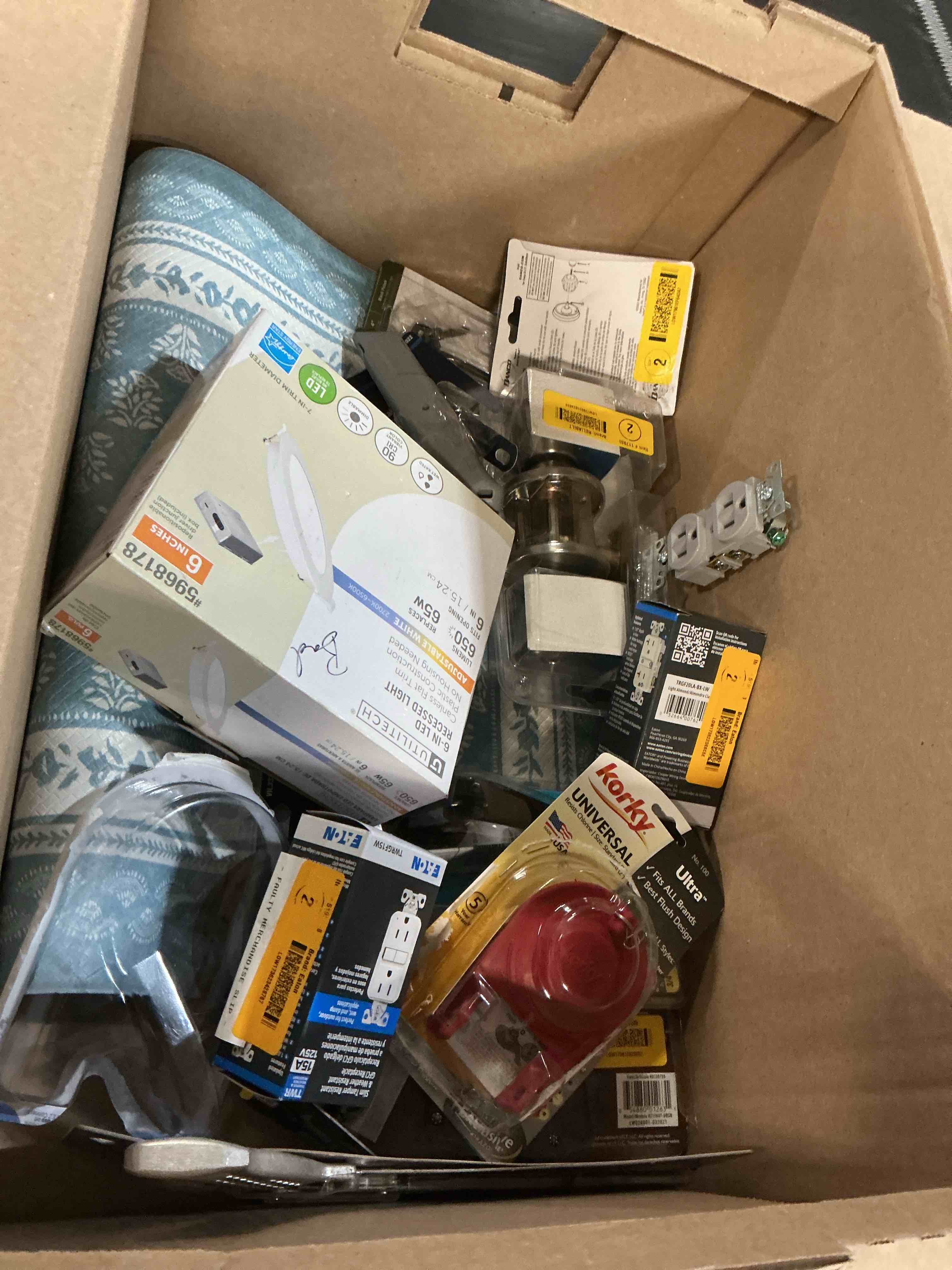 Condition photo showing As Is for assorted home improvement lot (small tools, screw, home accessories, etc.)