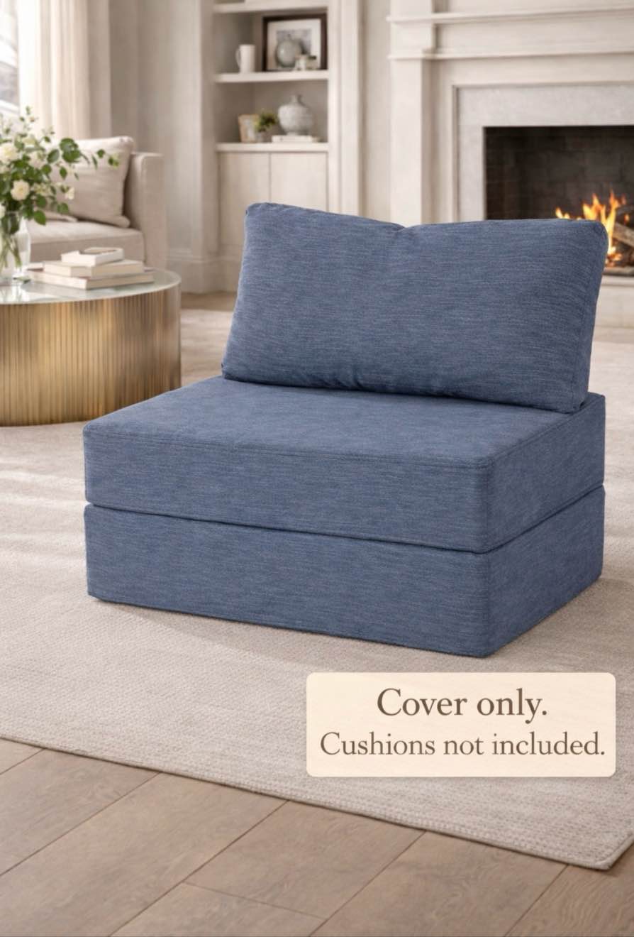 high end seat cover (back pillow, seat frame, and seat cushion) vintage blue rained chenille 