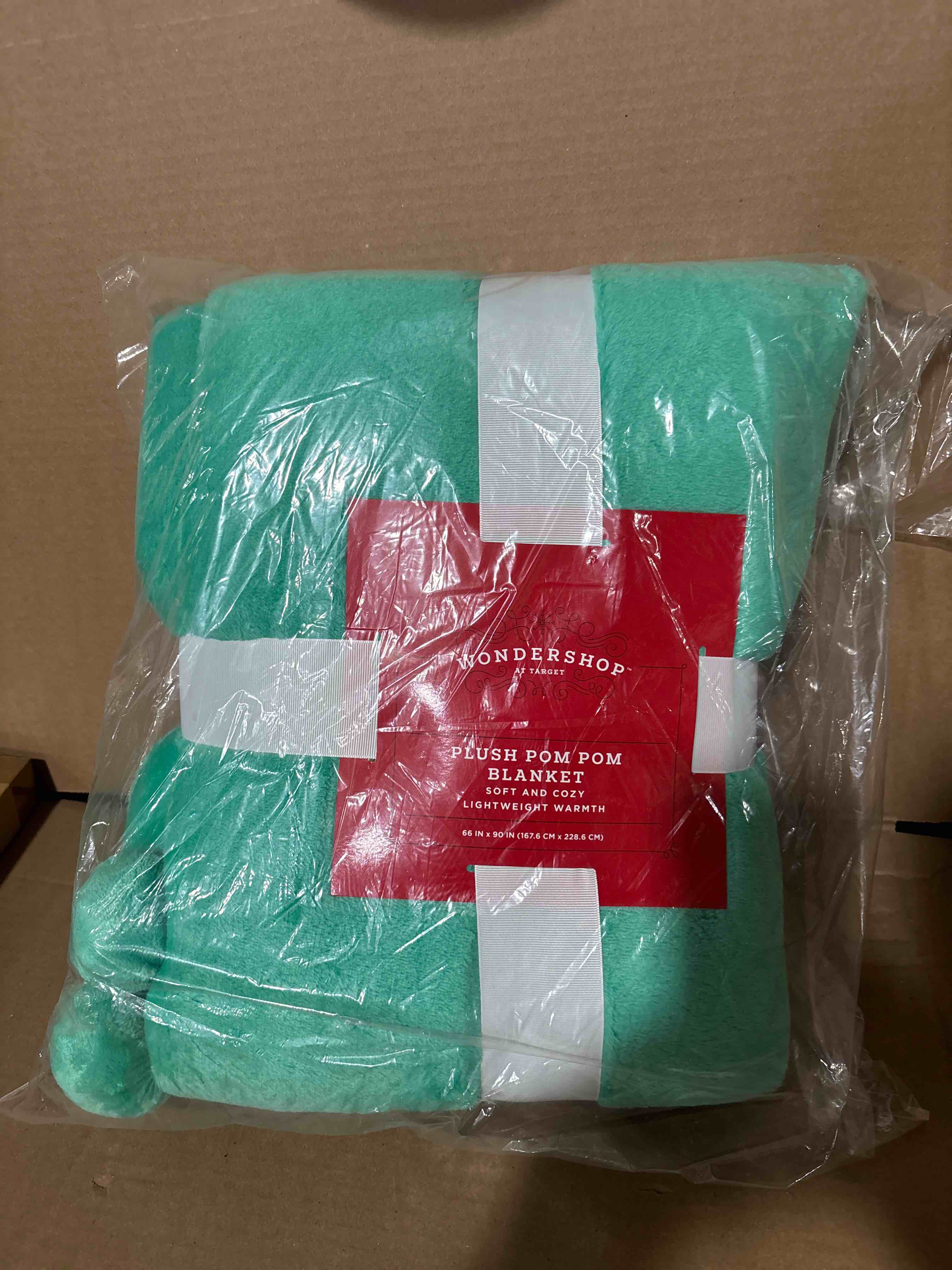 Condition photo showing New/Like New for twin pom pom christmas blanket teal green - wondershop™