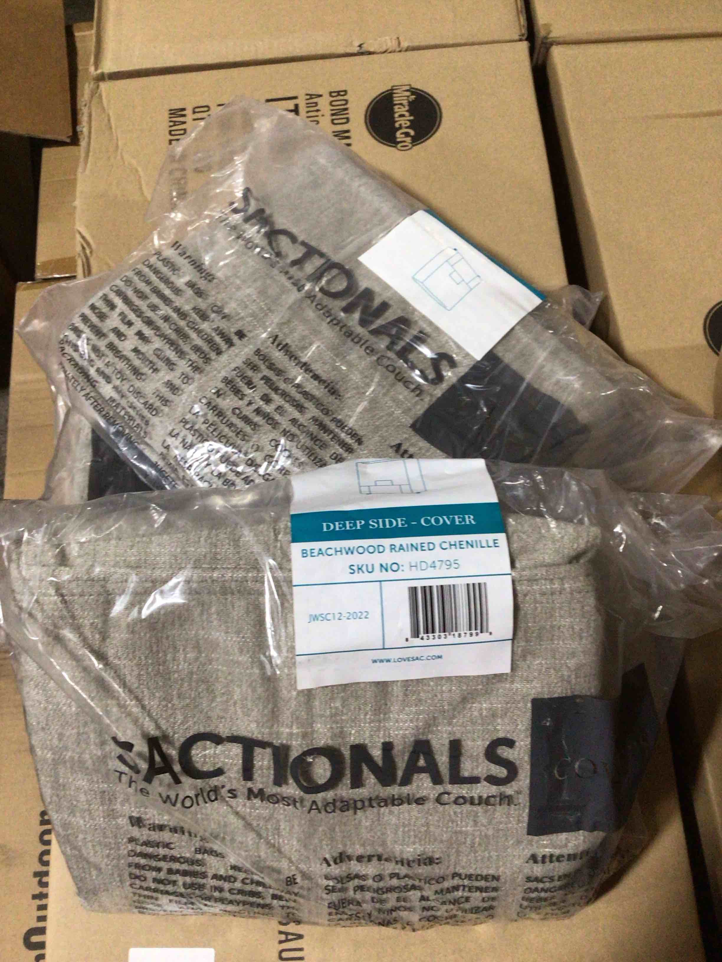 Condition photo showing Brand New for lovesac deep side, cover beachwood rain chenille