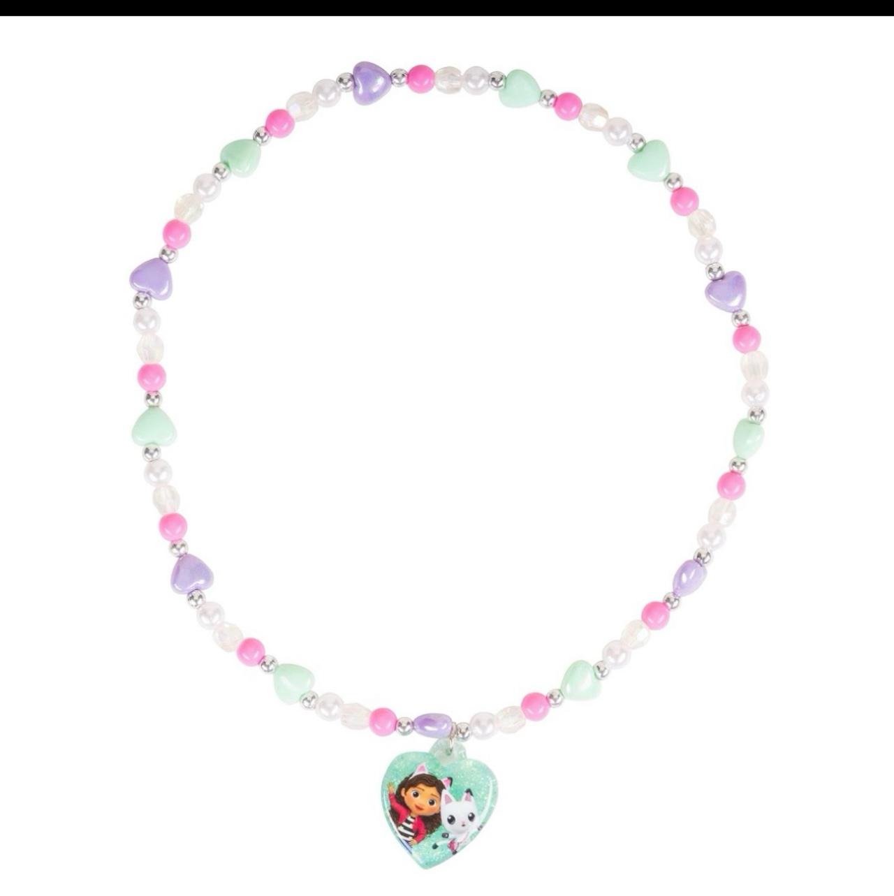 Condition photo showing Brand New for luv her girls jewelry set - dress up 3 piece toy jewelry box set with bead necklace, bracelet, and ring - gabby's dollhouse play accessories - ages 3+