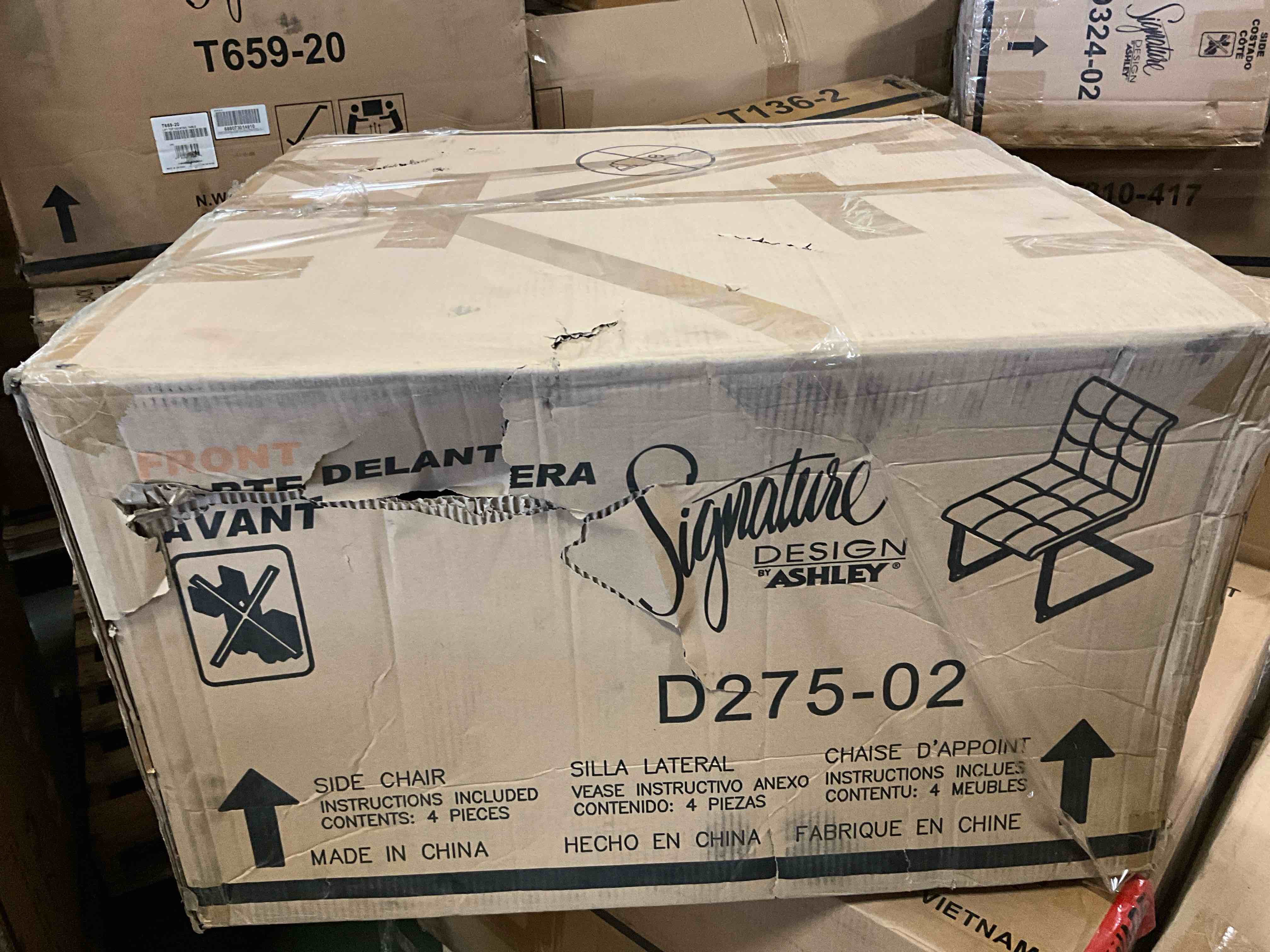 Condition photo showing New/Like New for dining upholstered side chair (qty 4)