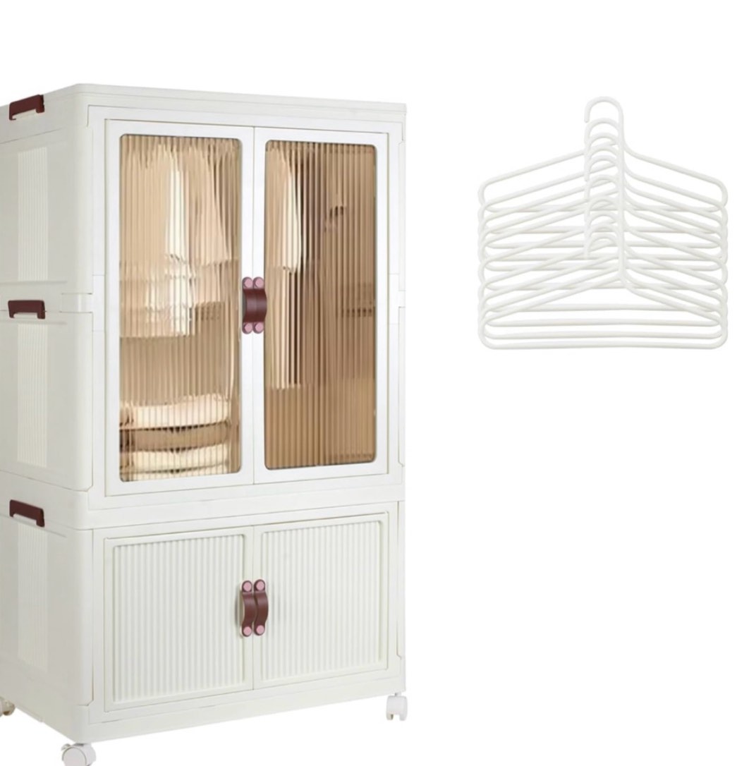 HYZSWGC Portable Closet Wardrobe, Folding Storage Bins with Lid, Stackable Storage Box