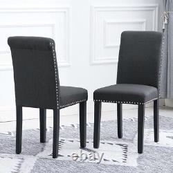 Black Nailhead Velvet Upholstered Dining Chairs (Set Of 2)