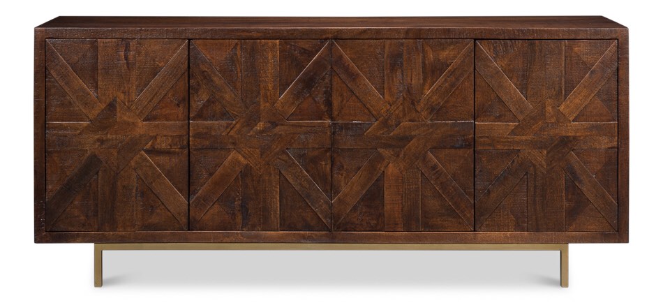 Griglia Four Door Sideboard MangoWood Color / Style : Brown Traditional Dimensions : 80"w x 19"d x 36"h