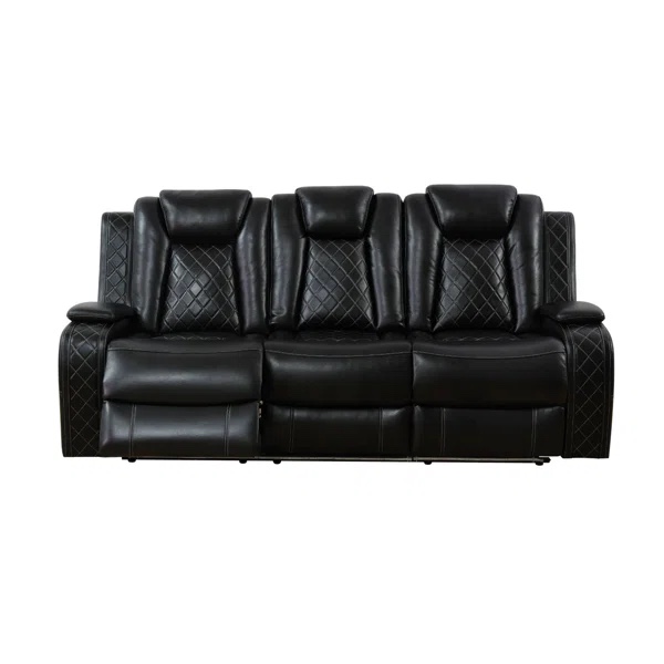 83.5” breathing leather power recliner sofa white  middle drop