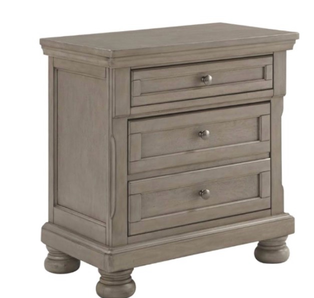 modern traditional 2 drawer nightstand, 30.13" tall, light gray