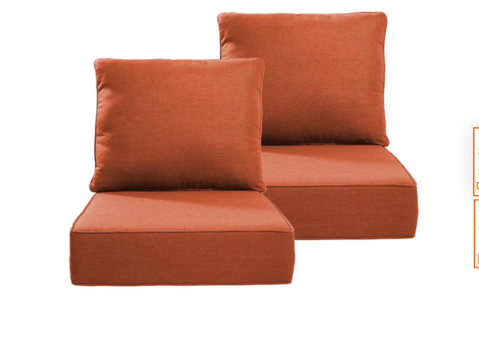 24 in. x 24 in. 4-Piece Deep Seating Outdoor Lounge Chair Back and Seat Cushion in Orange