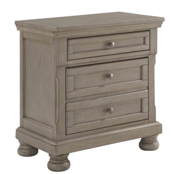 modern traditional 2 drawer nightstand, 30.13" tall, light gray