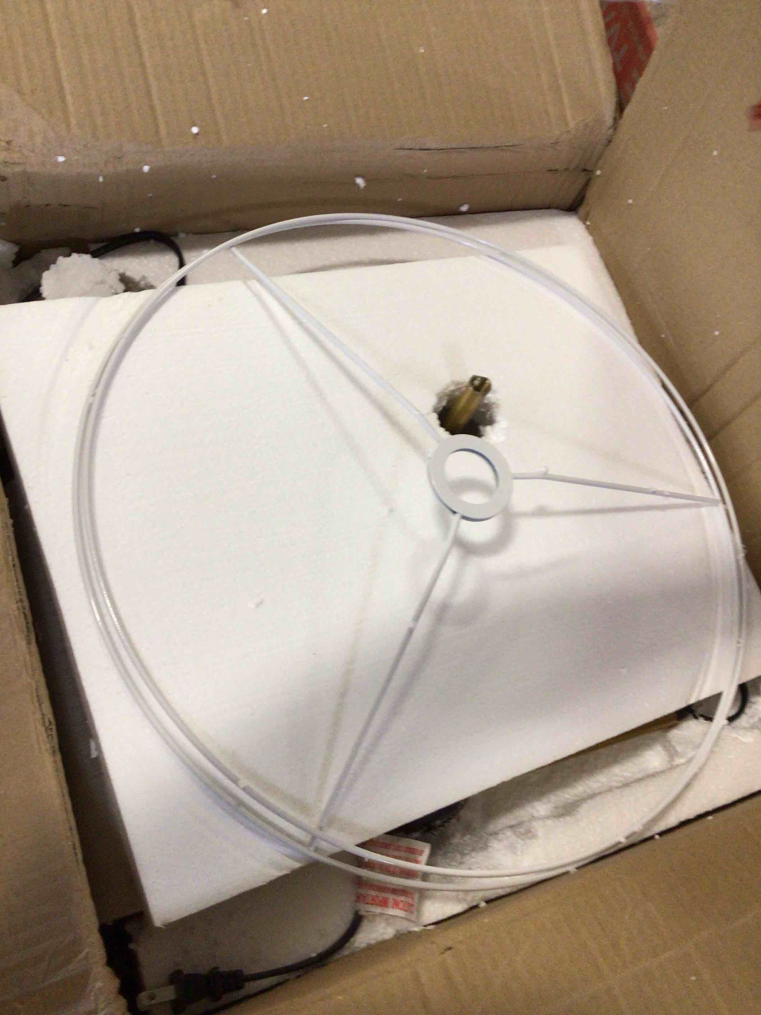 Condition photo showing Good Condition for 61.8 in. traditional walnut solid wood 1-light floor lamp for living room with beige drum shade