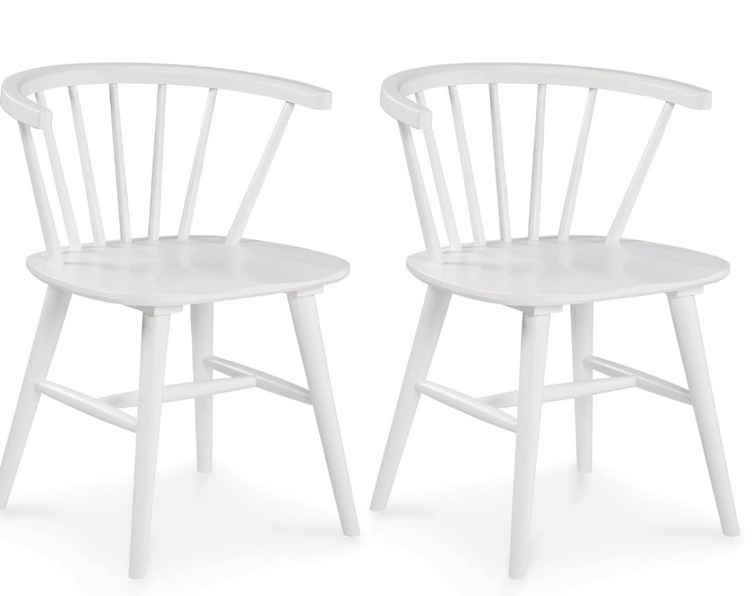 Modern 18" Spindle Back Dining Chair, 2 Count, White