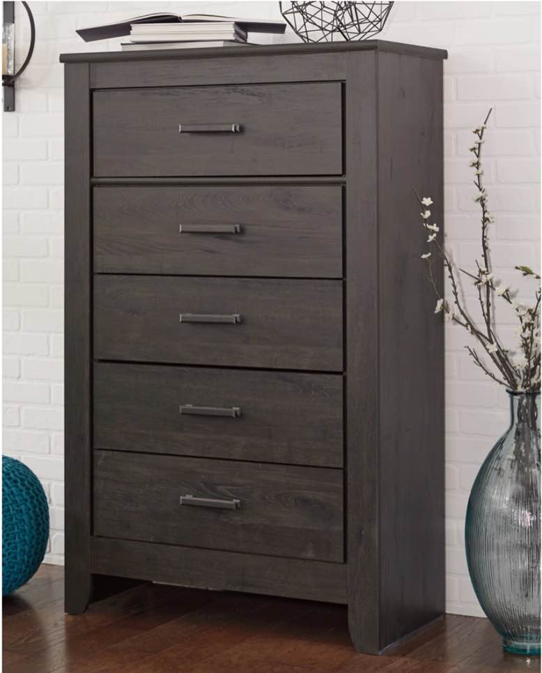 Brinxton 5 Drawer Chest in Almost Black