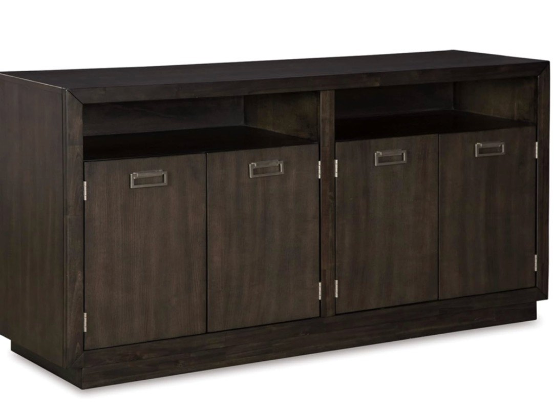 Hyndell 60.13" Contemporary Dining Room Buffet Cabinet or Server, Dark Brown