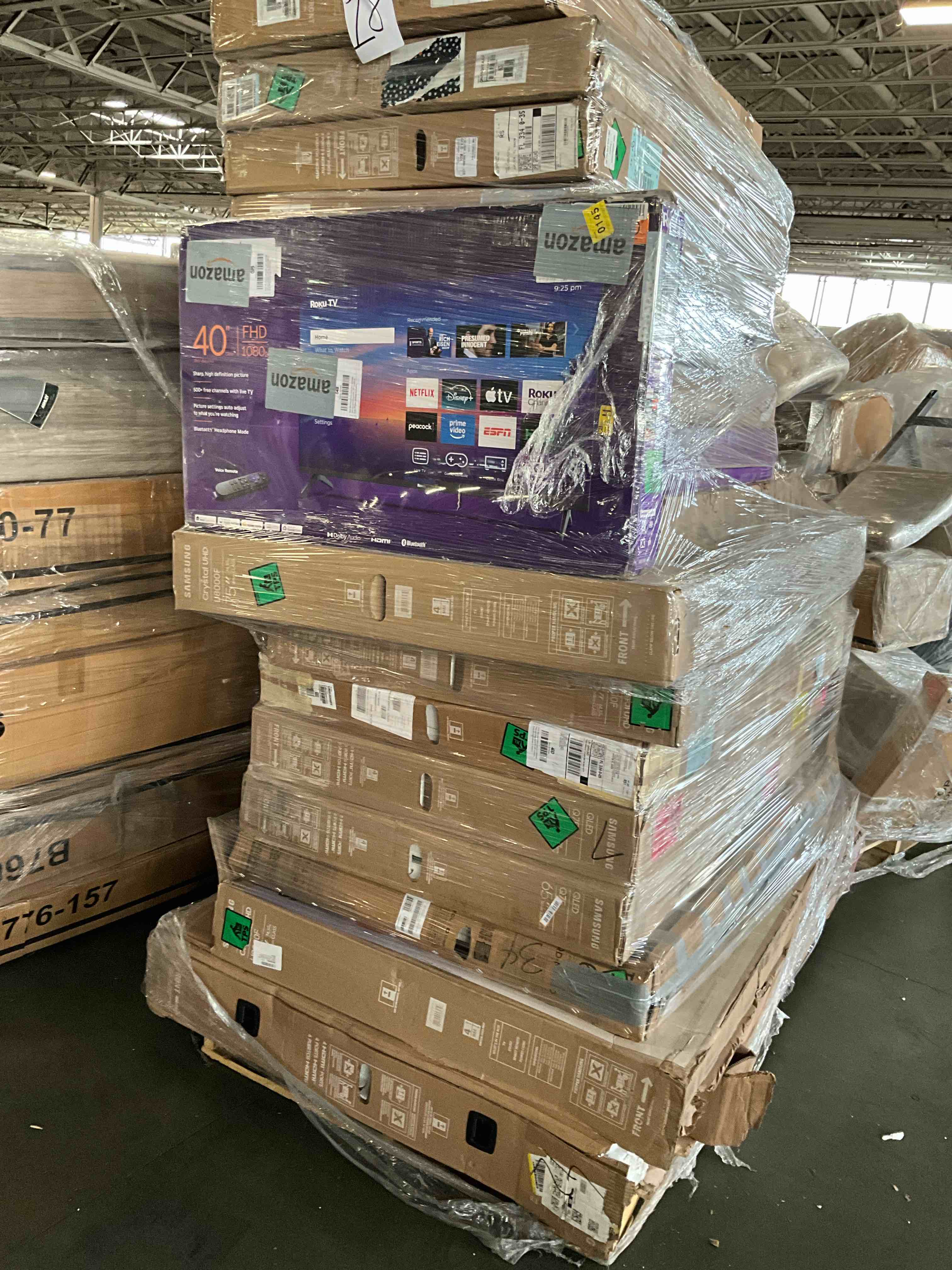 18 TV’s Most 55 inches or Larger, Brands Like LG, Samsung, Roku and Vizio for Parts or Repair.Your Bid per TV.