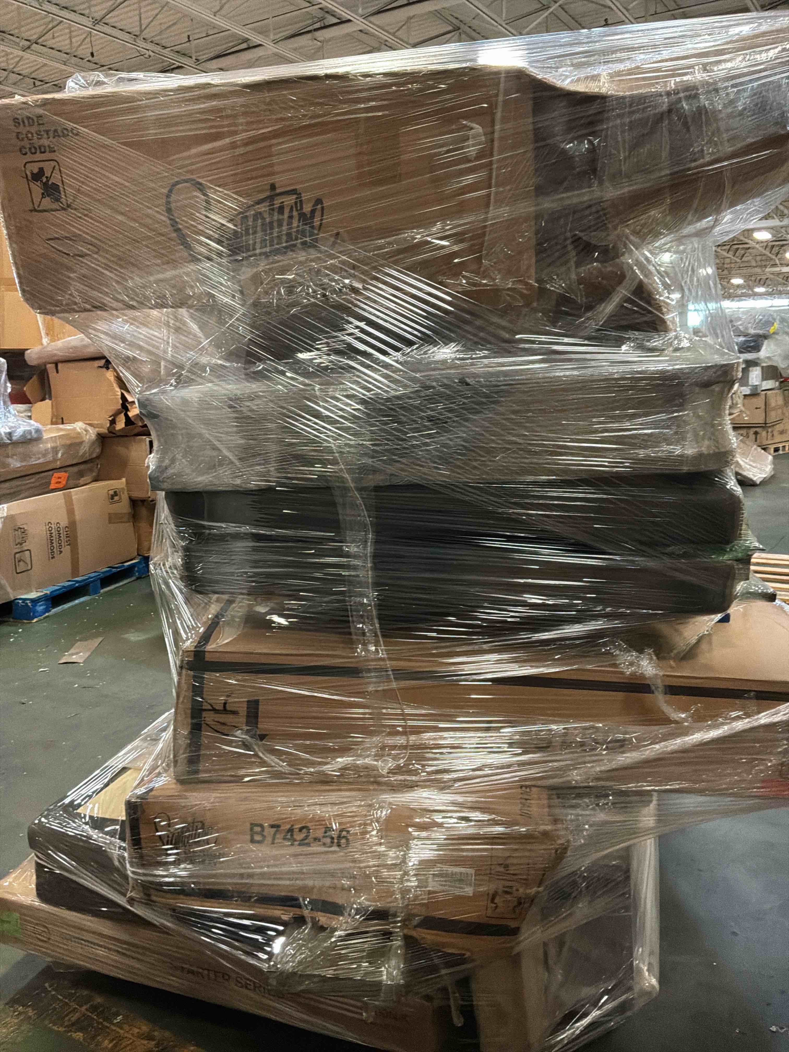 Pallet Lot of 8 Side Rails, Headboard, Adjustable Bed Base, and more 