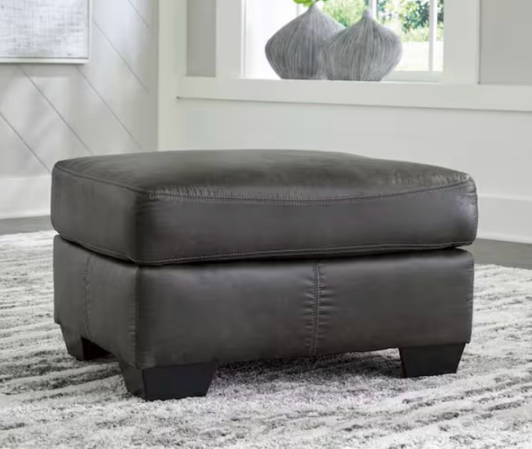 Bladen Gray Faux Leather Rectangle Cocktail Medium Ottoman
