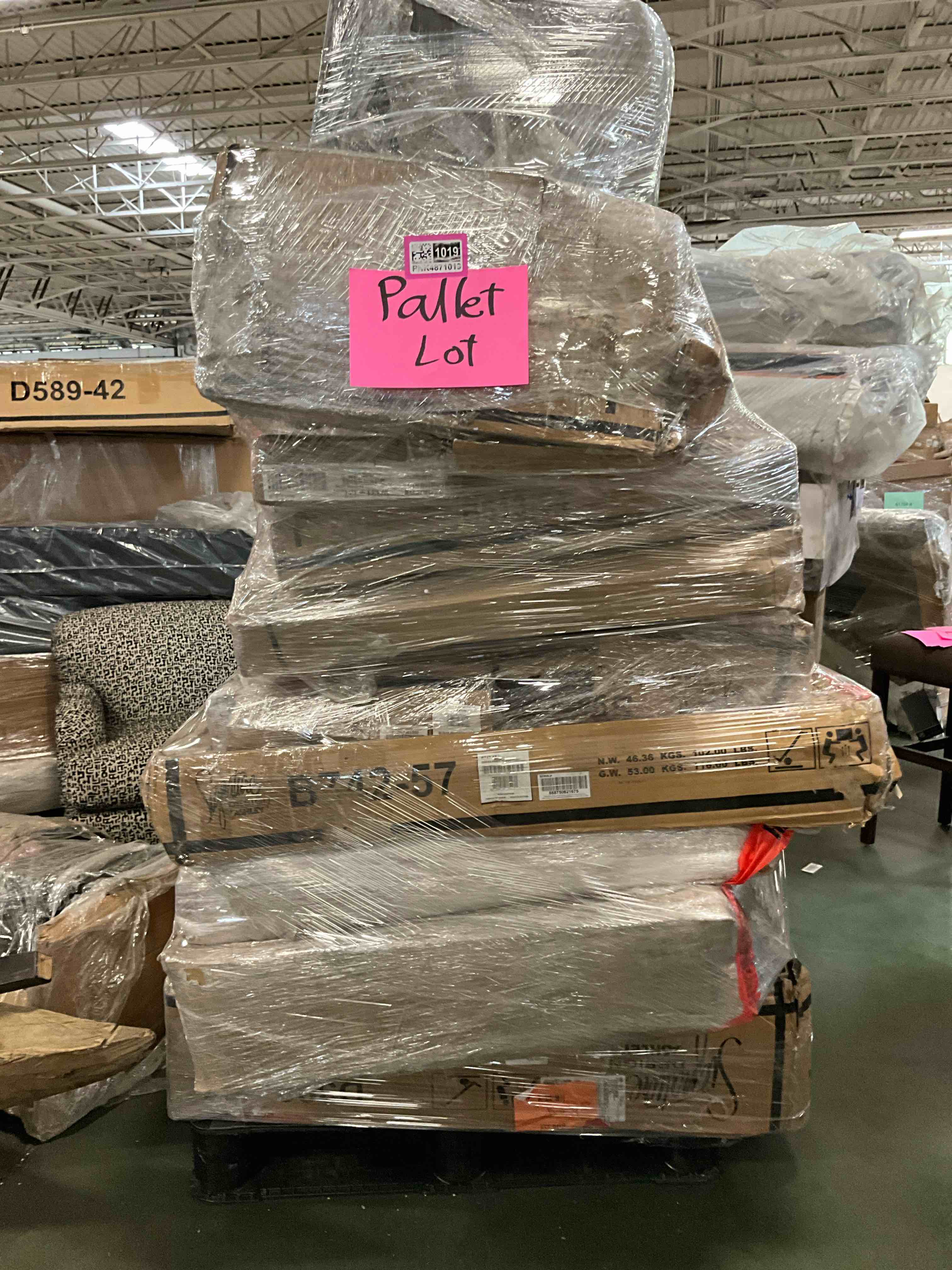 Pallet Lot of 11 Furniture Parts, Headboard, Footboard & Table Sections