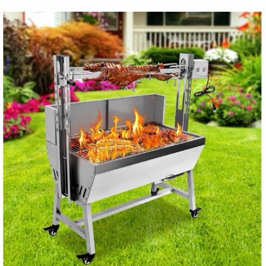 Stainless Steel Automatic Rotisserie Grill With Wind Screen 