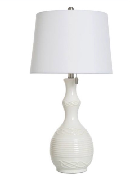 StyleCraft Ceramic Table Lamp - Gloss White Ceramic - White Shade