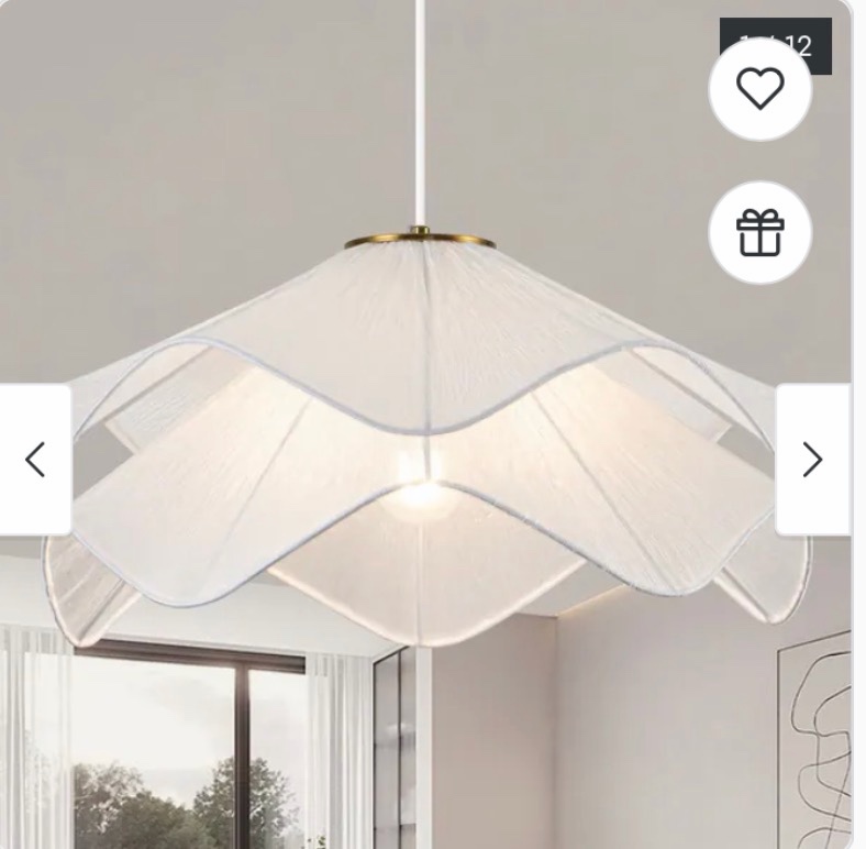 Romision Chandelier Pendant Light with Fabric Lampshade