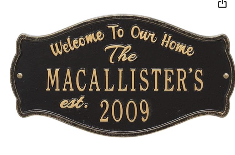 Custom Fluted Arch Welcome 2 Lines Aluminum Anniversary Plaque 15"W x 5.75"H
