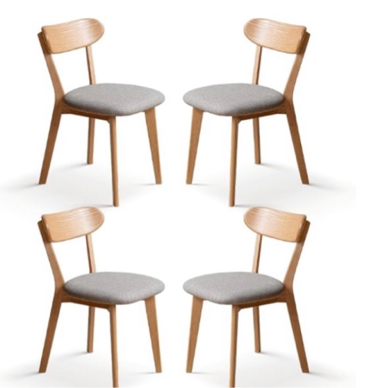 Similar Dining Chairs, Oak Wood Modern Chair with Curved Backrest, Kitchen Chairs with Upholstered, Modern Chair for Living Room,Dining Room 