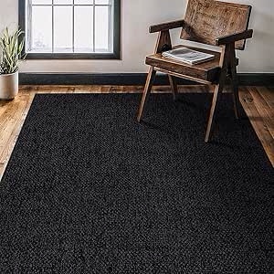 Indoor Outdoor Dark Gray Black Farmhouse Area Rug
