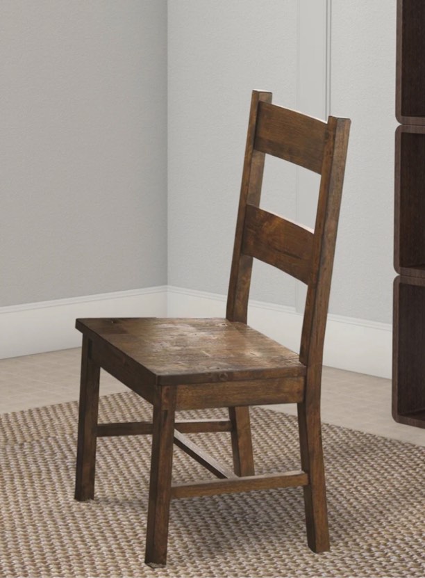 Chambr Armless Wooden Dining Side Chair Rustic Golden Brown Set of 2- Saltoro Sherpi