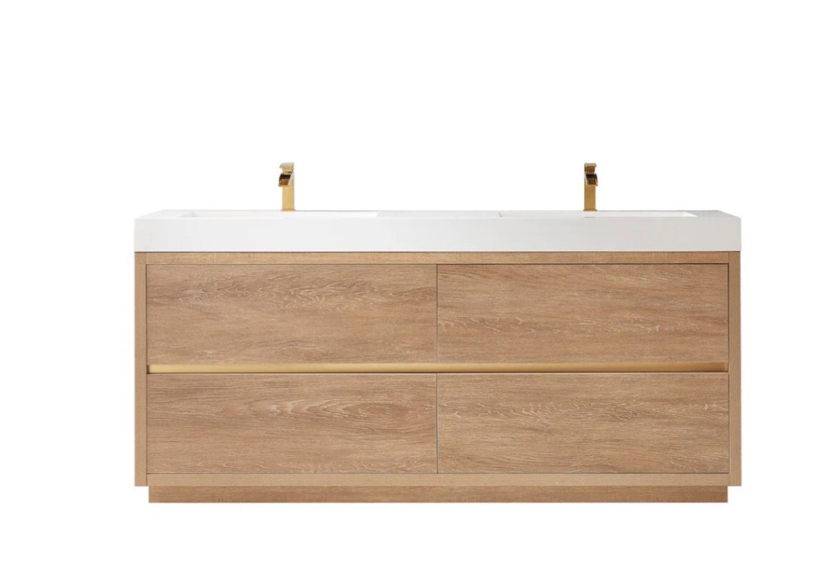 (Doesn’t include white top sink) Huesca 72" Double Sink Bath Vanity in North American Oak