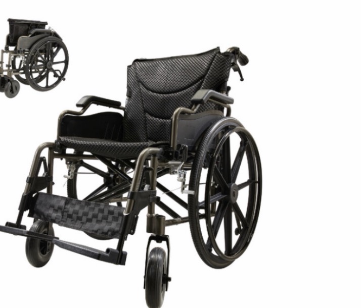 Aluminum Alloy Transport Wheelchair. 20" Seats. with front and Rear Locking Hand Brakes. 24" Quick Remove Rear Wheel.Nanometer Grey