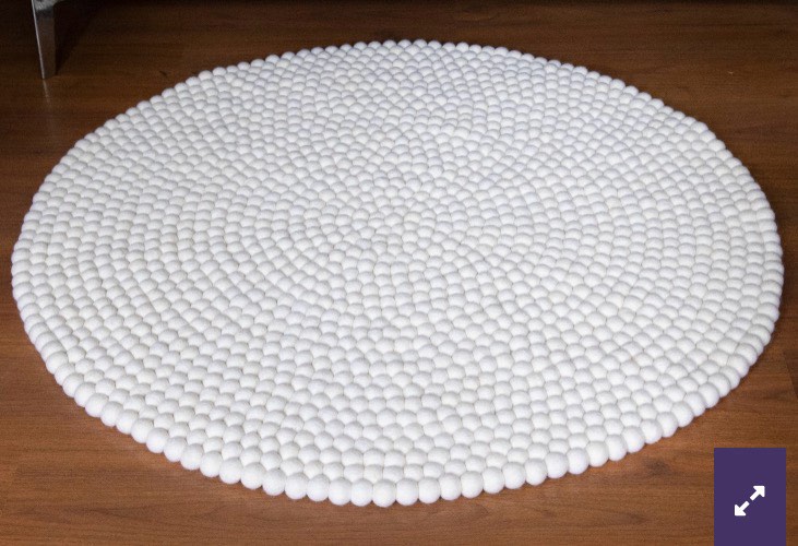 Cream White Wool Felt Ball Rug