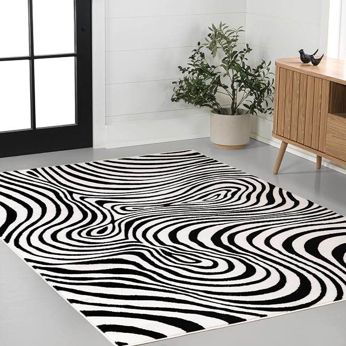 JONATHAN Y Maribo High-Low Abstract Striped Black/White