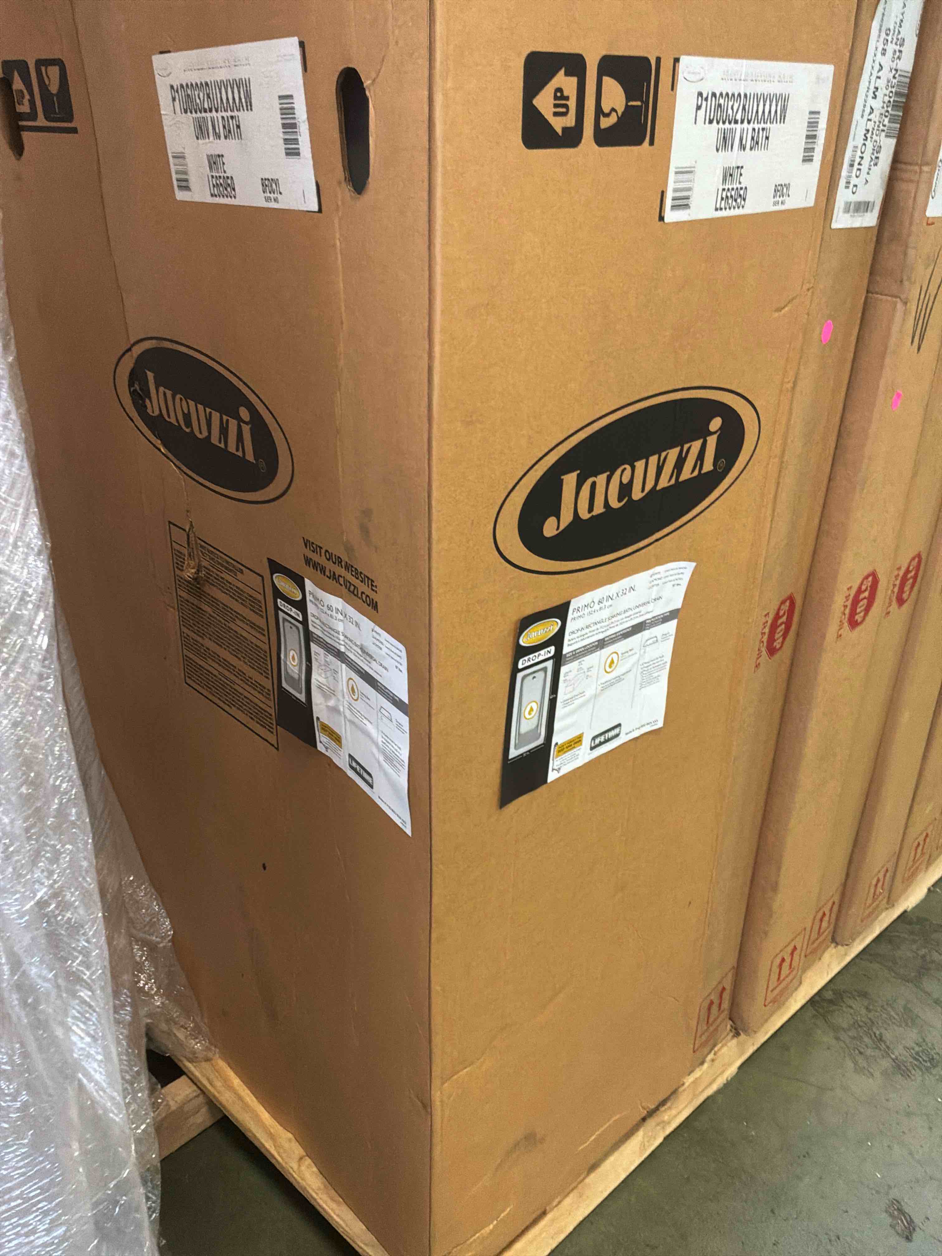 Condition photo showing Good Condition for jacuzzi primon60 in x 32 in drop in rectangle soaking bath universal drain white