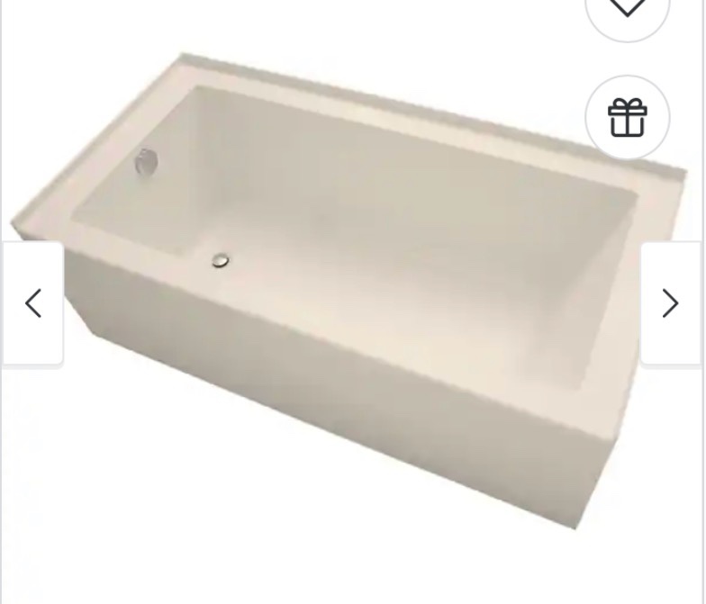 mirabelle mirsks6030l 60" x 30" acrylic soaking bathtub for three wall alcove