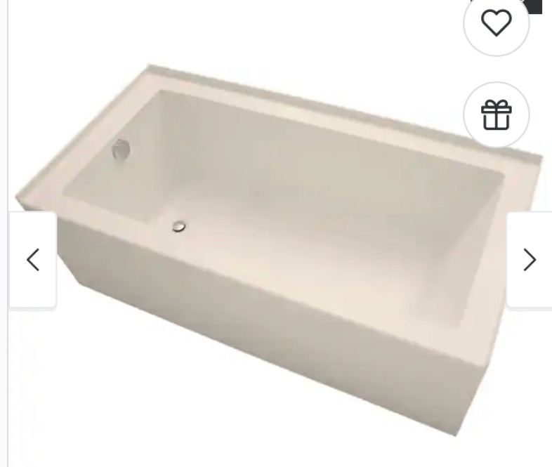 Mirabelle MIRSKS6030L 60" X 30" Acrylic Soaking Bathtub For Three Wall Alcove