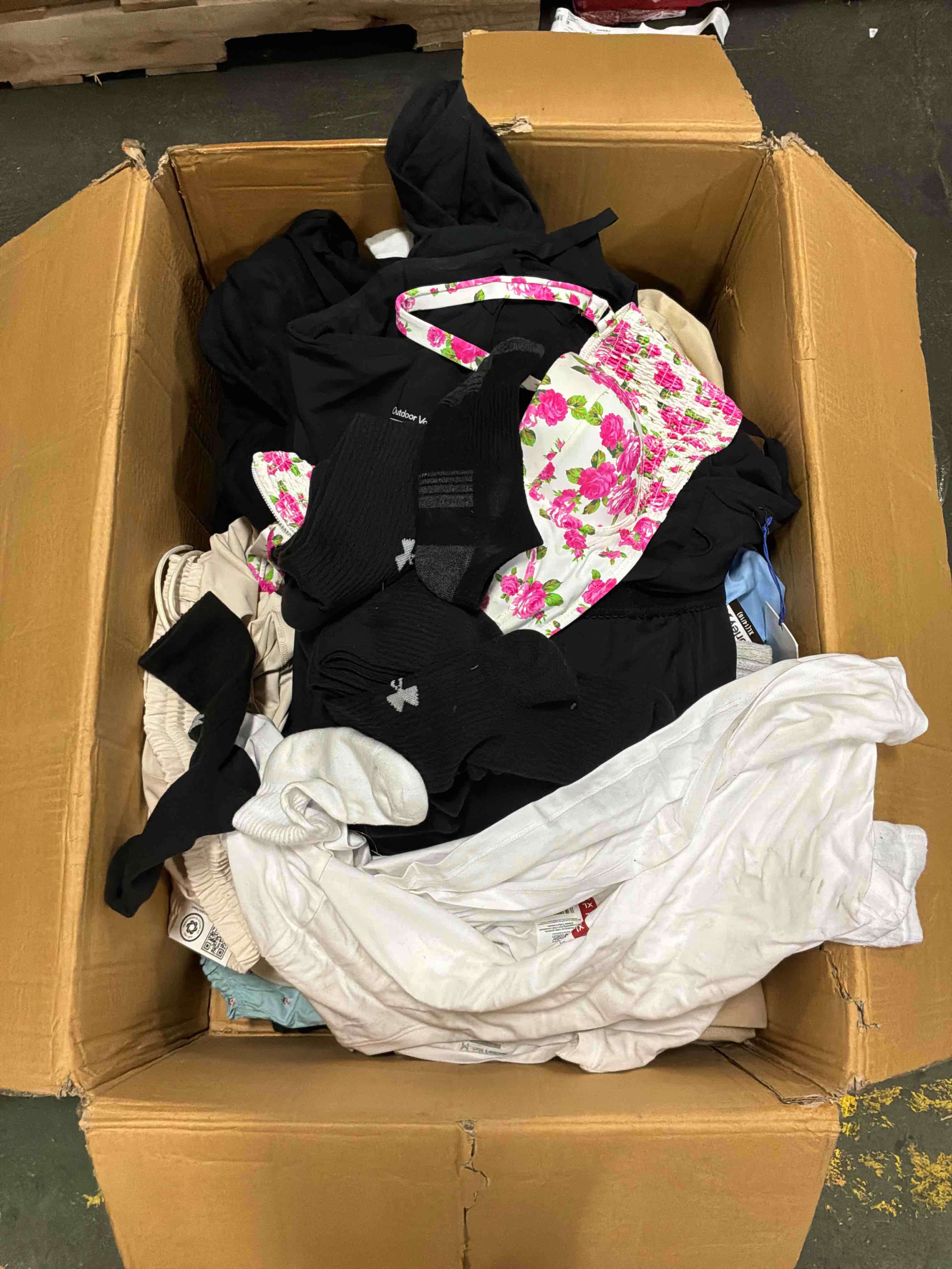 Condition photo showing As Is for box lot of new clothes and socks(40pcs )