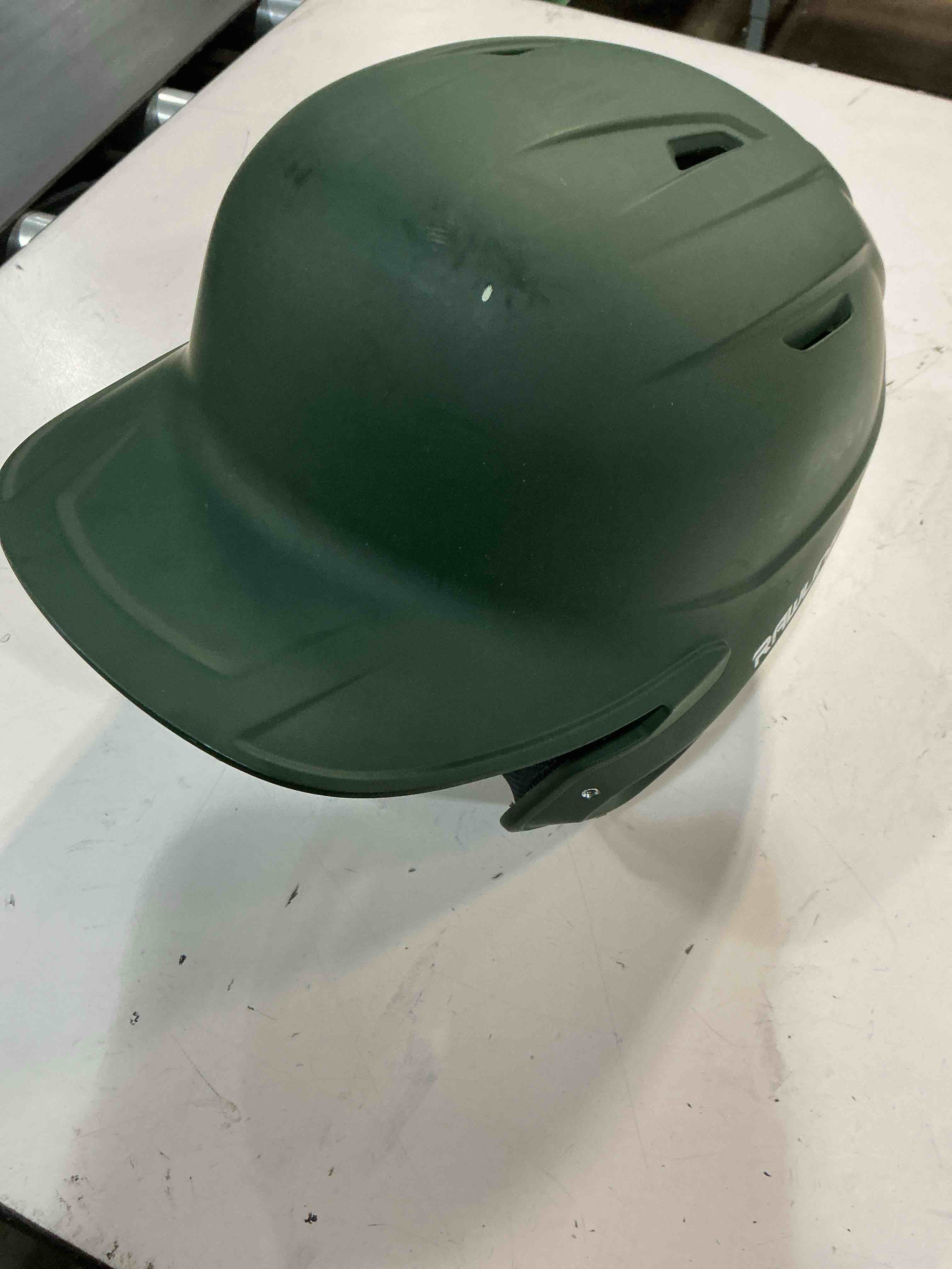 Condition photo showing As Is for (size:6 7/8”- 7 5/8”) rawlings | mach baseball batting helmet | matte | jr & sr sizes | multiple colors senior matte dark green
