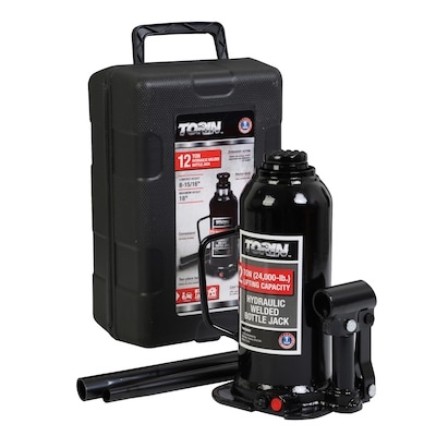 torin black 12-ton steel hydraulic bottle jack